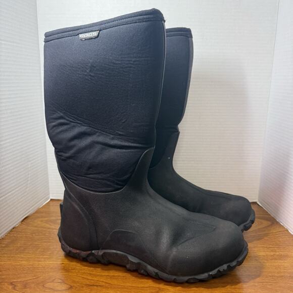 Mens Black Bogs Classic High Boots Sz 10 Pre Owned - Picture 2 of 7